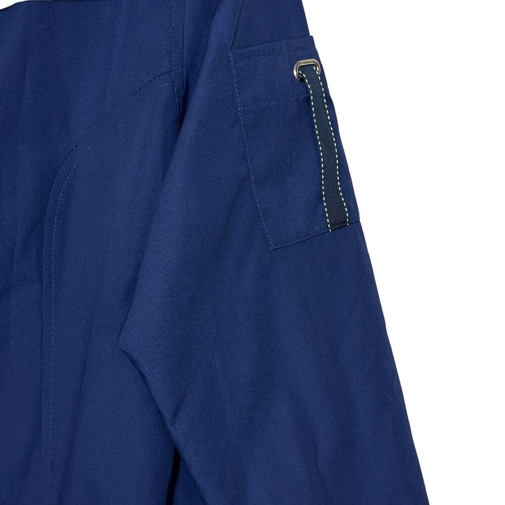 Mackintosh New England Rain Jacket Navy Lime Green Preppy Women Medium Pockets - Picture 6 of 10